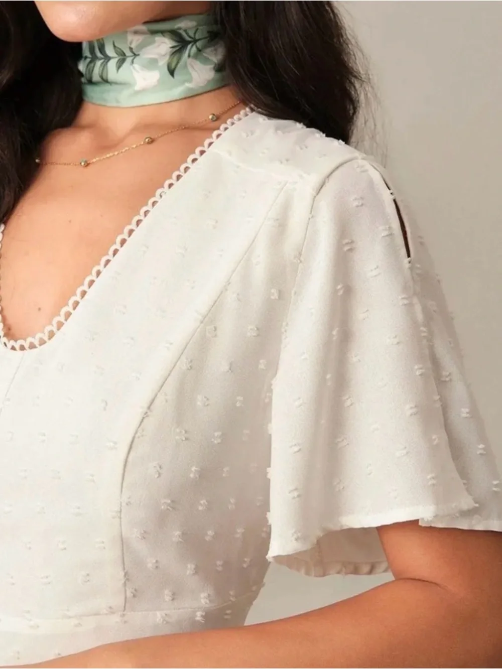 RIHOAS White Maxi Dress with Textured Dot Detail